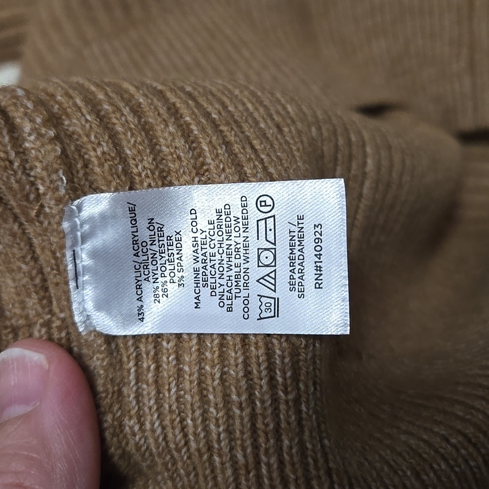 LOFT Two-Tone Ribbed Pullover Sweater in Camel and Cream - Picture 5 of 7